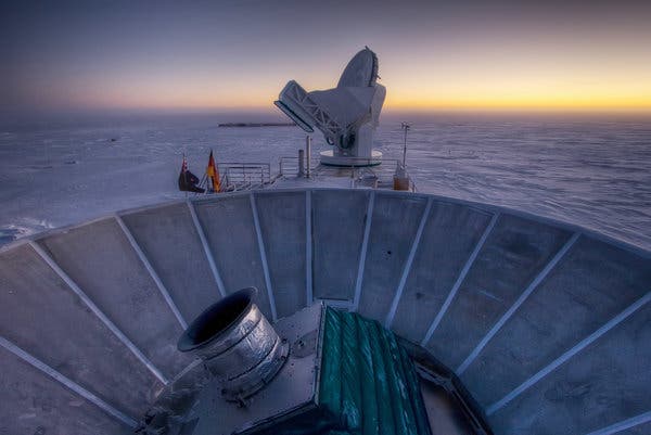 The Bicep2 telescope, in the foreground, was used to detect the faint spiraling gravity patterns &mdash; the signature of a universe being wrenched violently apart at its birth.